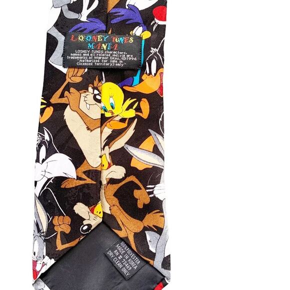 Warner Bros. Tie Vintage 1994 Looney Tunes Mania Novelty Bugs Bunny, Taz, Tweety - Picture 10 of 11